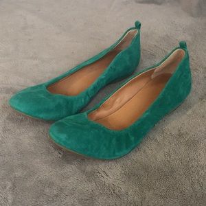 J Crew Factory suede ballet flats green size 6